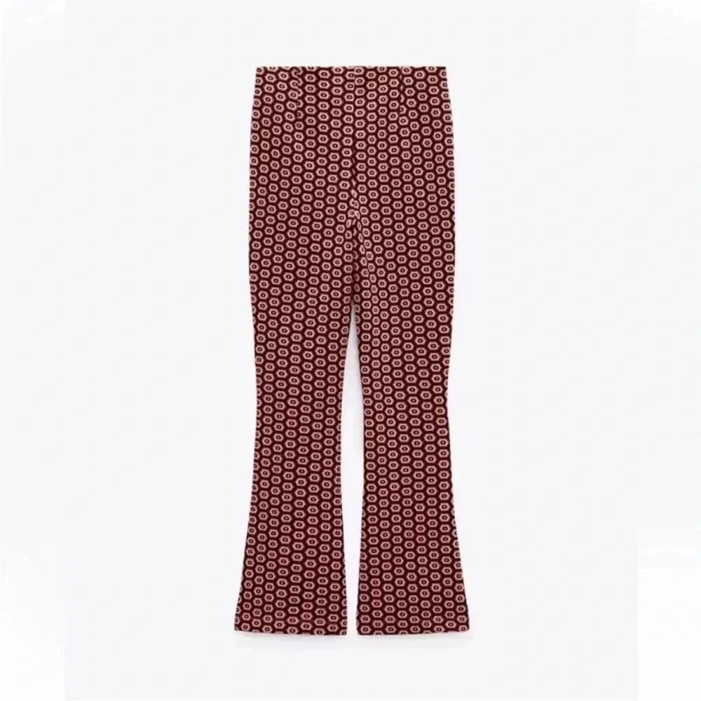 4/$25 Zara High Rise Legging Pink Patterned Dots Retro Pants Sz S
